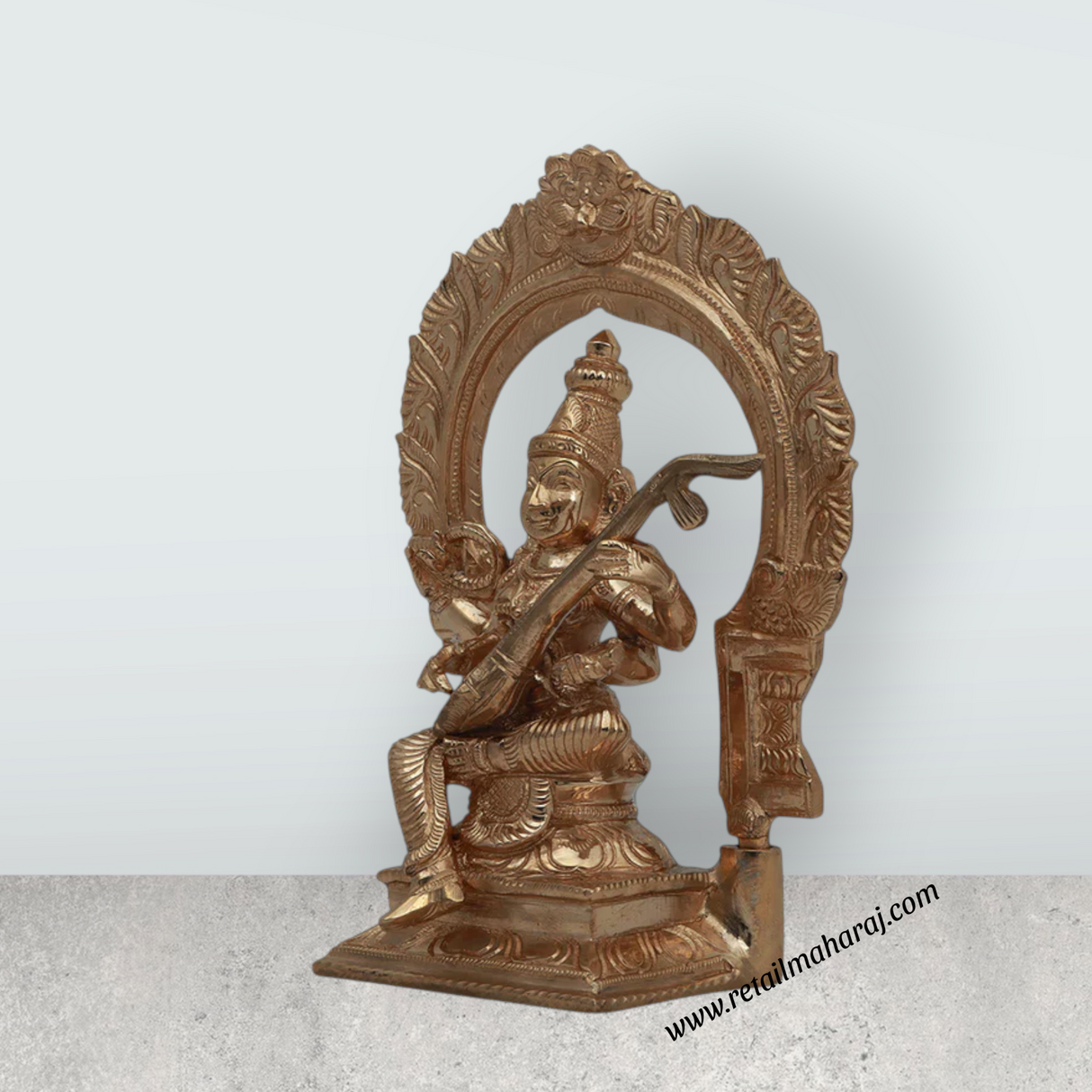 Saraswati Murti - 6 Inches | Panchaloha Idol/ Saraswati Idol/ Saraswati Mata Murti for Pooja - Retail Maharaj