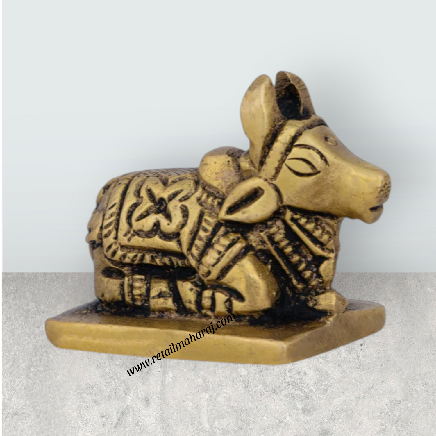 Nandi Statue – Antique Brass Nandi Murti for Pooja (1.25 x 1 Inches) - Retail Maharaj