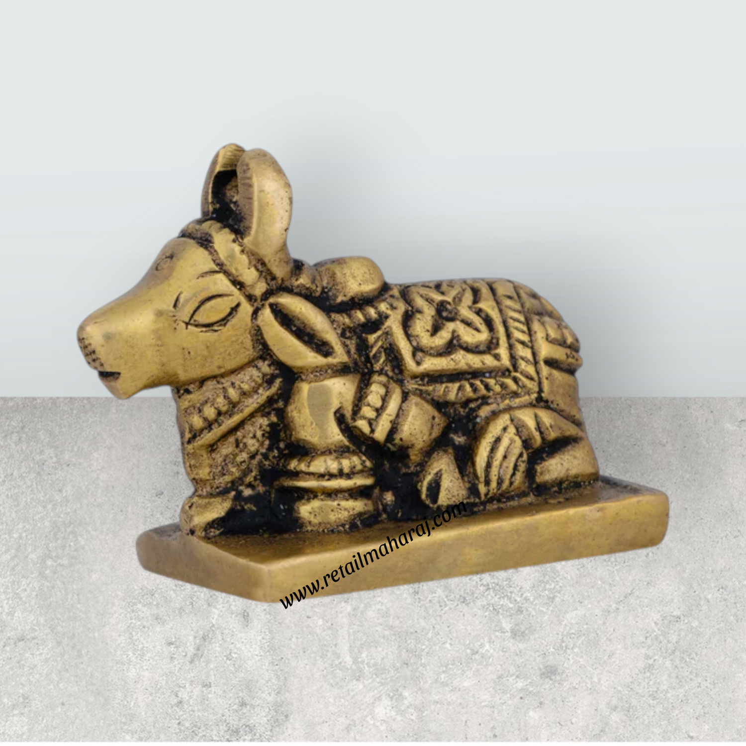 Nandi Statue – Antique Brass Nandi Murti for Pooja (1.25 x 1 Inches) - Retail Maharaj