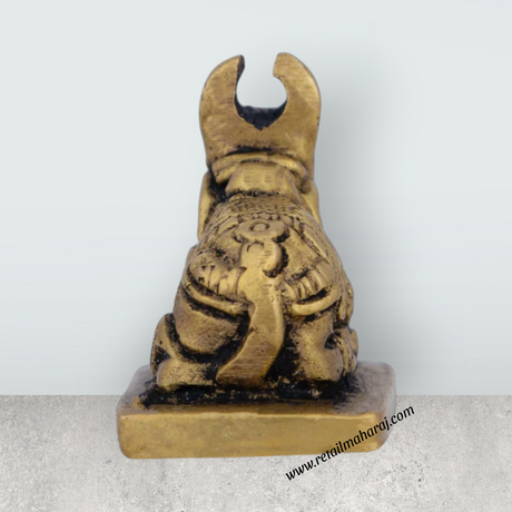 Nandi Statue - 1.25 x 1 Inches | Antique Brass Idol/ Nandi Murti for Pooja/ 60 Gms Approx - Retail Maharaj