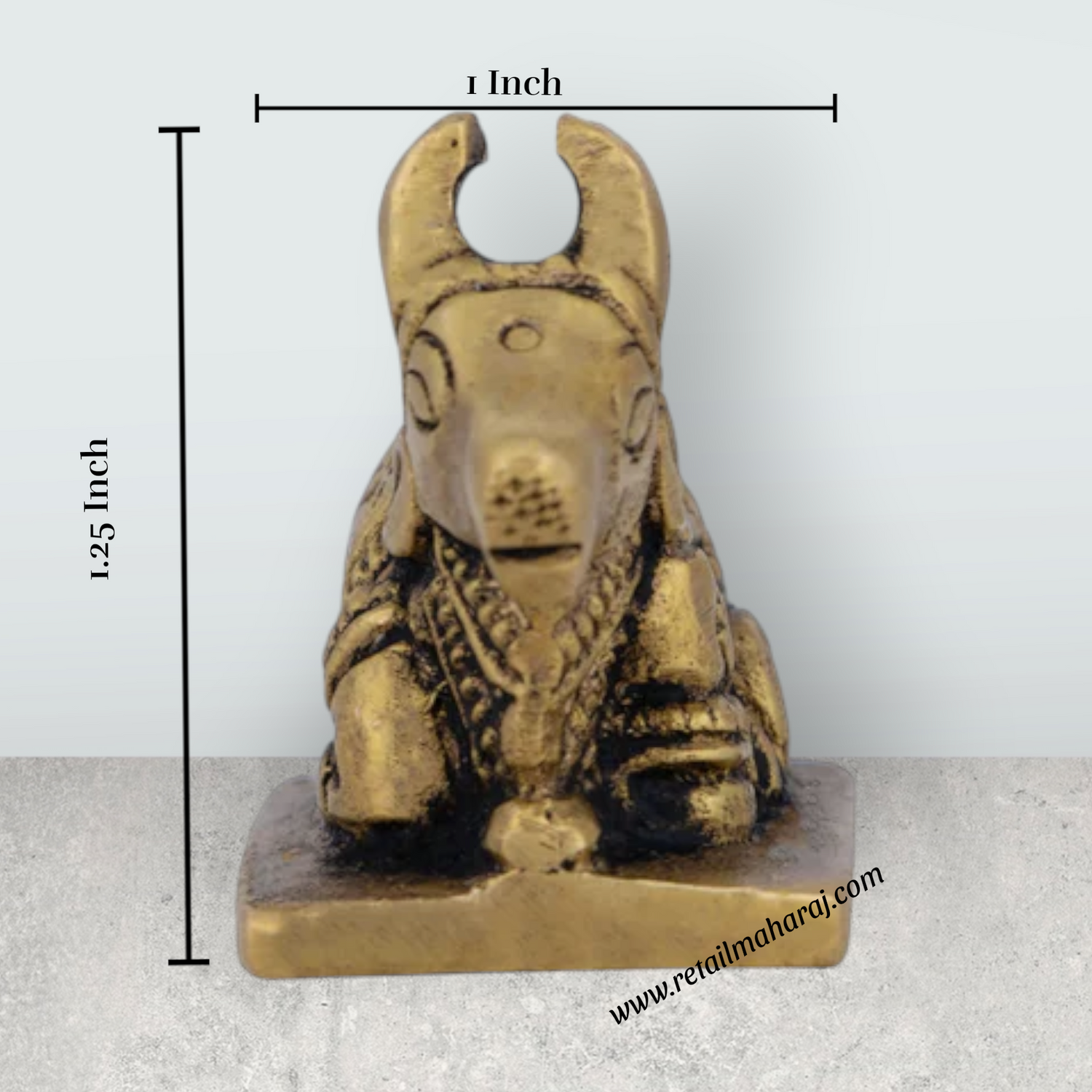 Nandi Statue – Antique Brass Nandi Murti for Pooja (1.25 x 1 Inches) - Retail Maharaj