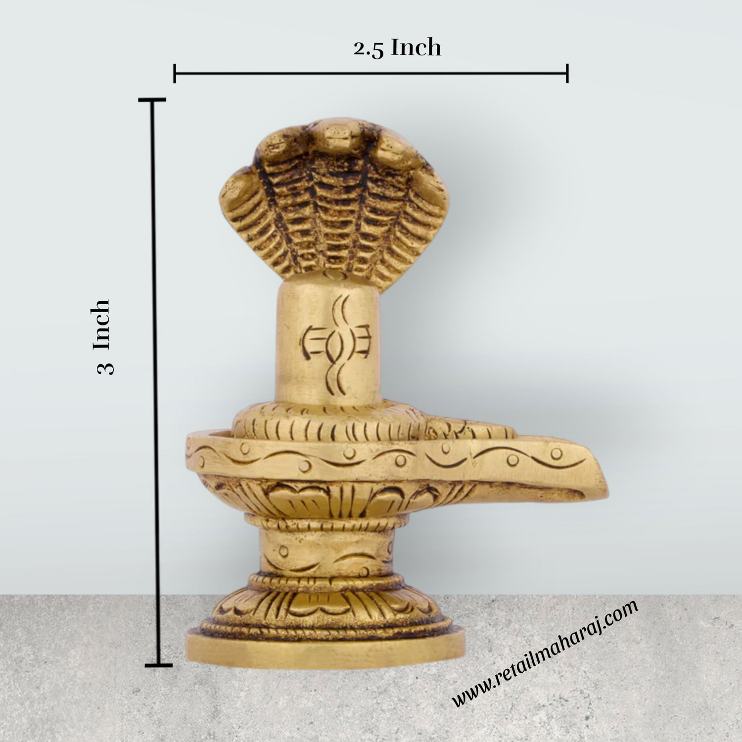 Shivling Idol - 3 x 2.5 Inches | Antique Brass Statue/ Sivalingam Statue for Pooja/ 290 Gms Approx - Retail Maharaj