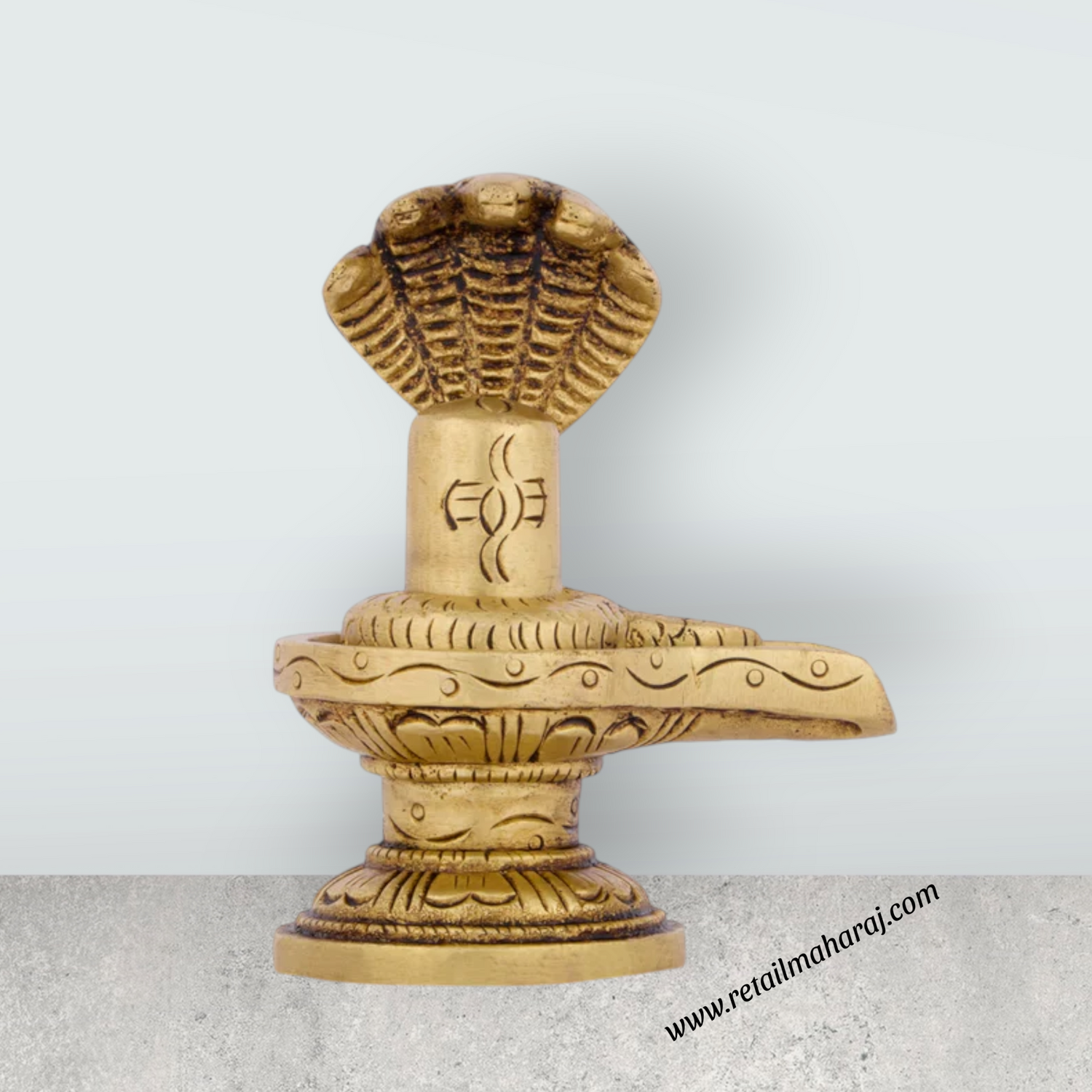 Shivling Idol - 3 x 2.5 Inches | Antique Brass Statue/ Sivalingam Statue for Pooja/ 290 Gms Approx - Retail Maharaj
