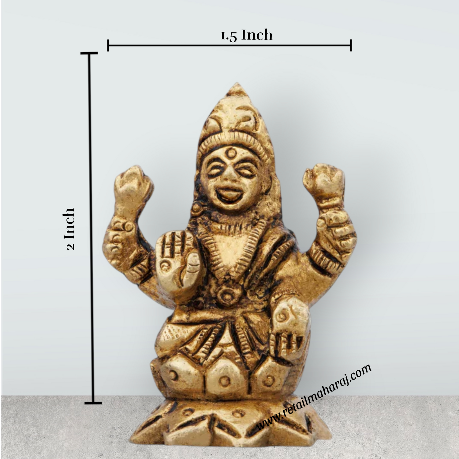 Lakshmi Idol - 2 x 1.5 Inches | Antique Brass Idol/ Lakshmi Murti/ Laxmi Idol for Pooja/ 95 Gms Approx