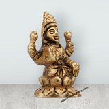 Lakshmi Idol - 2 x 1.5 Inches | Antique Brass Idol/ Lakshmi Murti/ Laxmi Idol for Pooja/ 95 Gms Approx