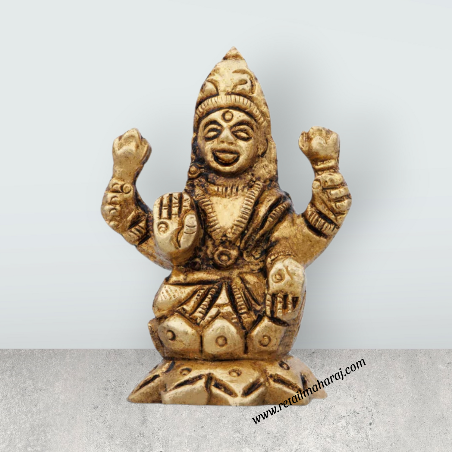 Lakshmi Idol - 2 x 1.5 Inches | Antique Brass Idol/ Lakshmi Murti/ Laxmi Idol for Pooja/ 95 Gms Approx