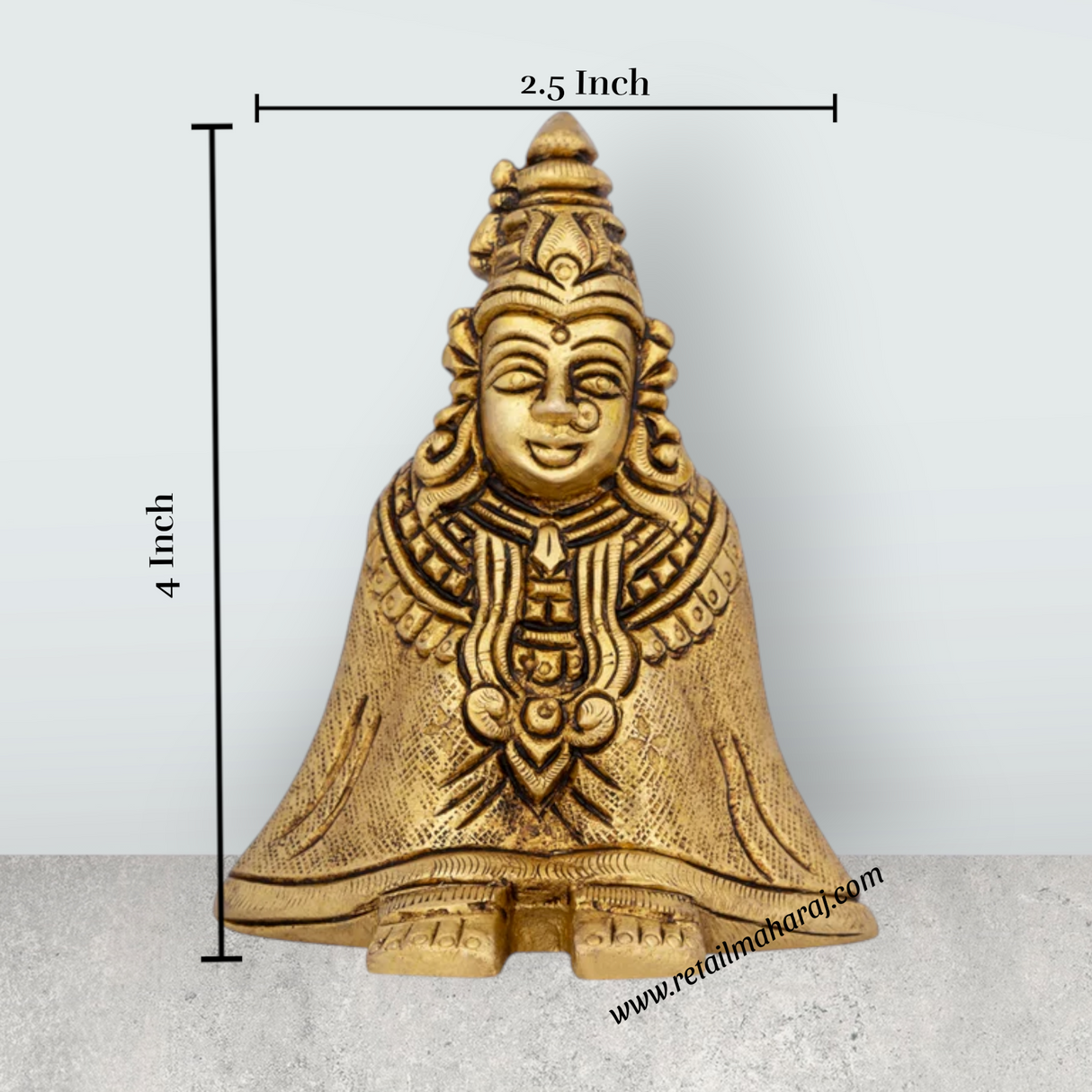 Tulja Bhavani Murti - 3.5 x 2.75 Inches | Antique Brass Idol/ Tulja Bhavani Idol for Pooja - Retail Maharaj