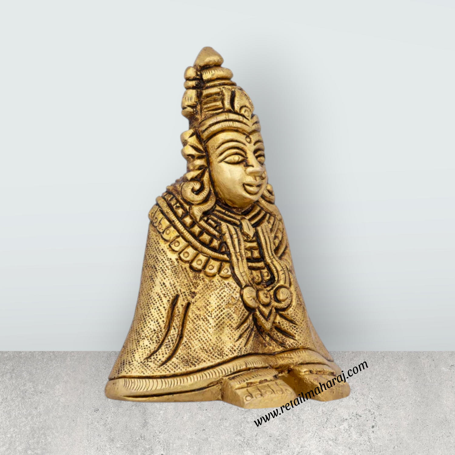 Tulja Bhavani Murti - 3.5 x 2.75 Inches | Antique Brass Idol/ Tulja Bhavani Idol for Pooja - Retail Maharaj