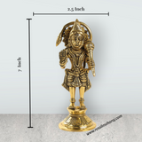 Hanuman Standing - 7 Inches | Anjaneya Statue/ Brass Antique Statue/ Hanuman Murti for Pooja/ 840 Gms Approx - Retail Maharaj