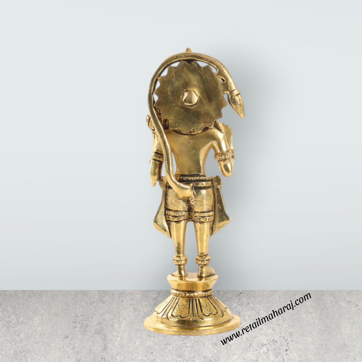 Hanuman Standing - 7 Inches | Anjaneya Statue/ Brass Antique Statue/ Hanuman Murti for Pooja/ 840 Gms Approx - Retail Maharaj