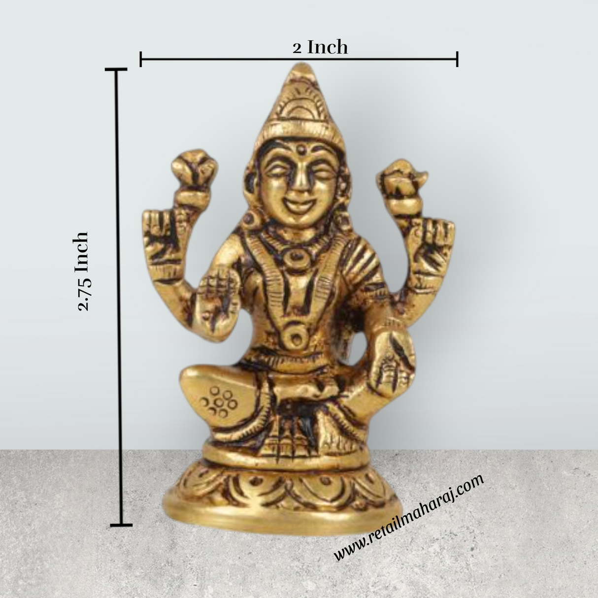 Laxmi Murti - Goal Base - 2.75 x 2 Inches | Brass Idol/ Lakshmi Idol/ Lakshmi Murti/ Lakshmi Statue for Pooja