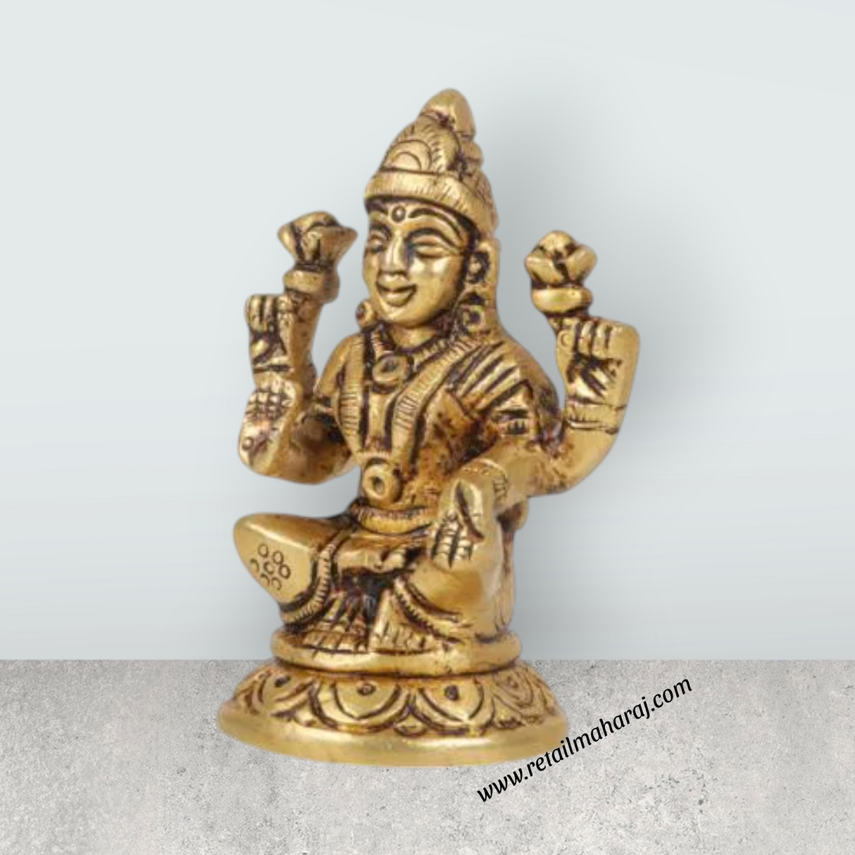 Laxmi Murti - Goal Base - 2.75 x 2 Inches | Brass Idol/ Lakshmi Idol/ Lakshmi Murti/ Lakshmi Statue for Pooja