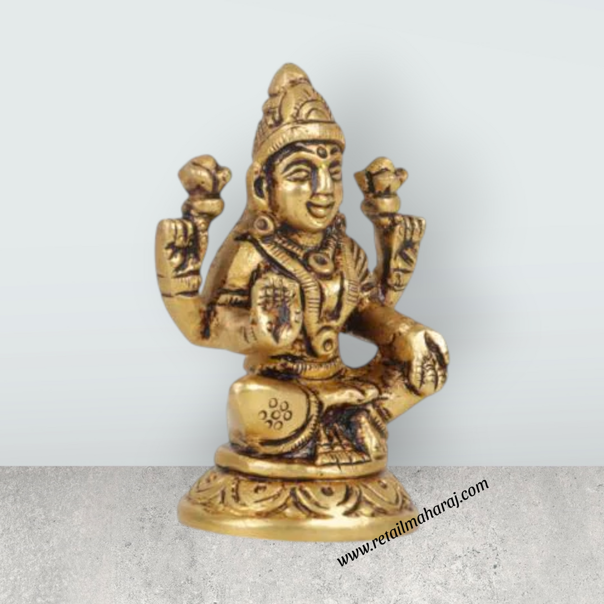 Laxmi Murti - Goal Base - 2.75 x 2 Inches | Brass Idol/ Lakshmi Idol/ Lakshmi Murti/ Lakshmi Statue for Pooja