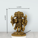 Panchmukhi Hanuman Murti - 3.5 X 2.5 Inches | Antique Brass Idol/ Standing 5 Face Anjaneya Statue For Energy