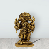 Panchmukhi Hanuman Murti - 3.5 X 2.5 Inches | Antique Brass Idol/ Standing 5 Face Anjaneya Statue For Energy
