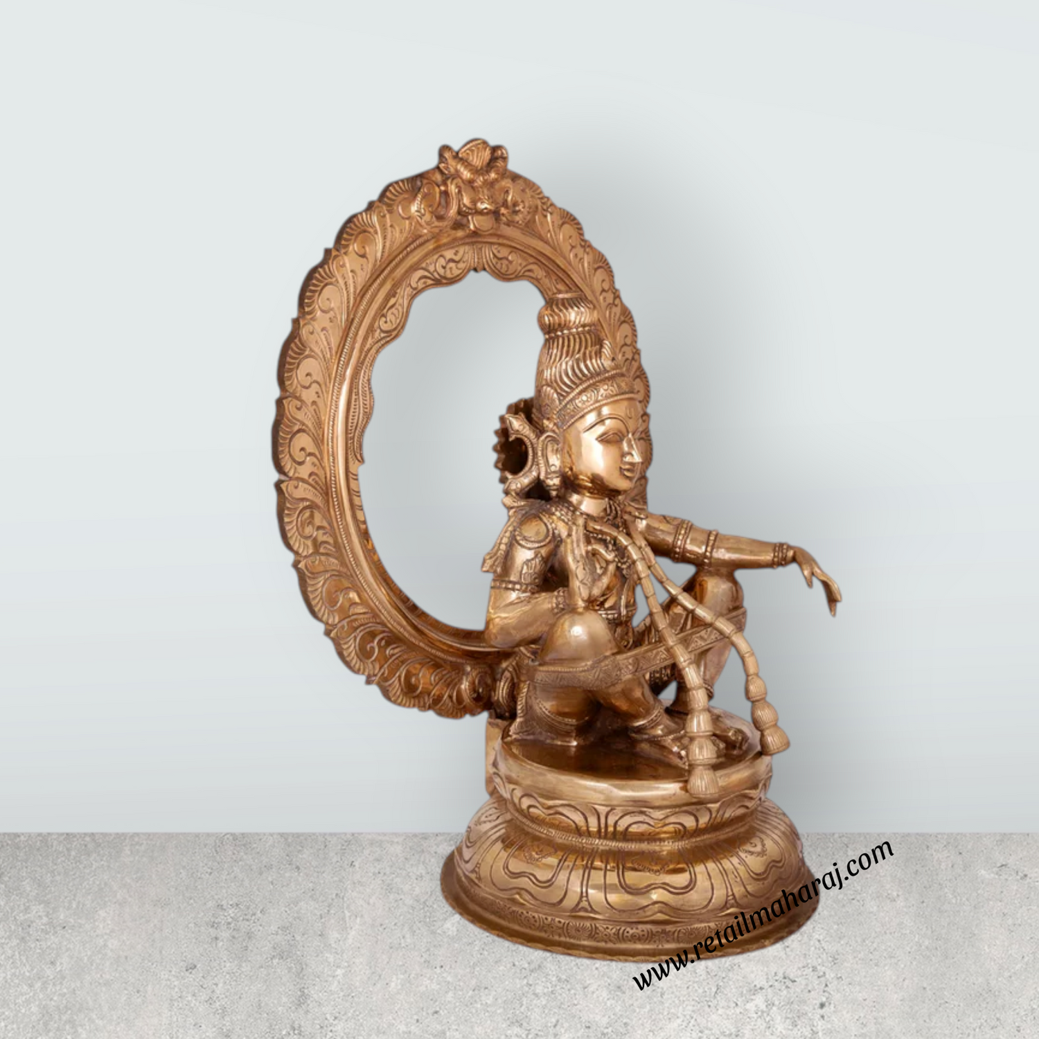 Ayyappan Mala with Arch Murti - 16 x 11 Inches | Panchaloha Ayyappa Idol/ Iyyapan Statue For Pooja - Retail Maharaj