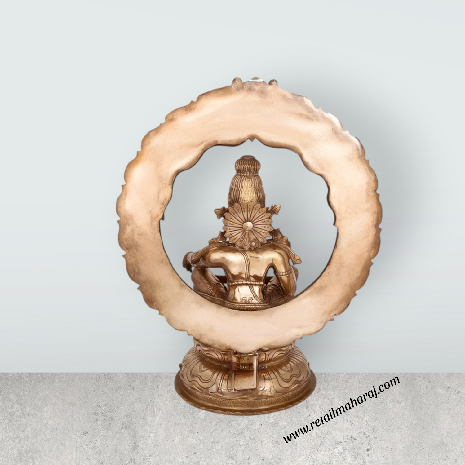 Ayyappan Mala with Arch Murti - 16 x 11 Inches | Panchaloha Ayyappa Idol/ Iyyapan Statue For Pooja - Retail Maharaj