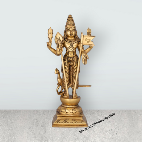 Murugan Statue - 10 x 4.5 Inches | Antique Brass Idol/ Murugan Silai/ Murugan Idol for Pooja/ 2.200 Kgs Approx - Retail Maharaj