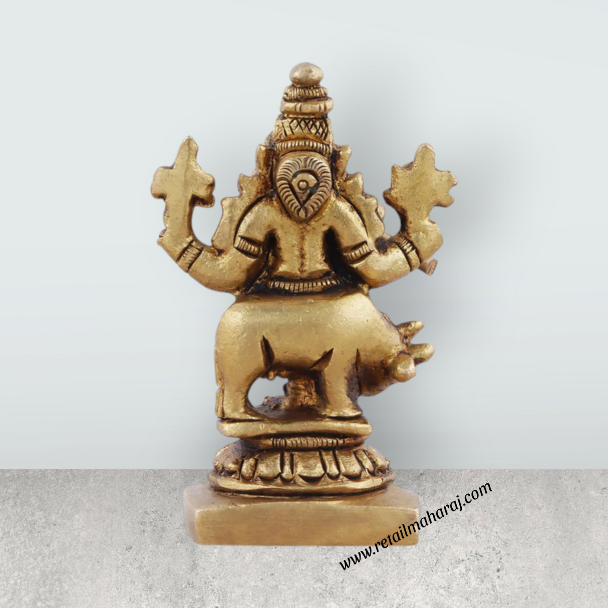 Krishna Statue with Cow - 2 x 1.5 Inches | Antique Brass Idol/ Cow Krishna for Pooja/ 80 Gms Approx
