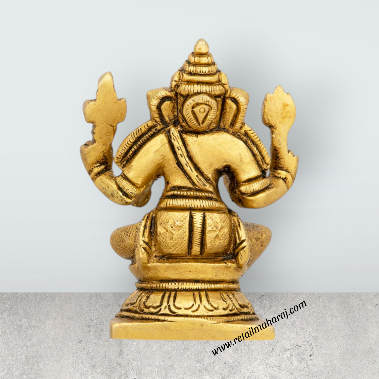 Ganesh Murti - 2 x 4 Inches | Antique Brass Idol/ Sitting Ganpati Murti for Pooja/ 250 Gms Approx - Retail Maharaj