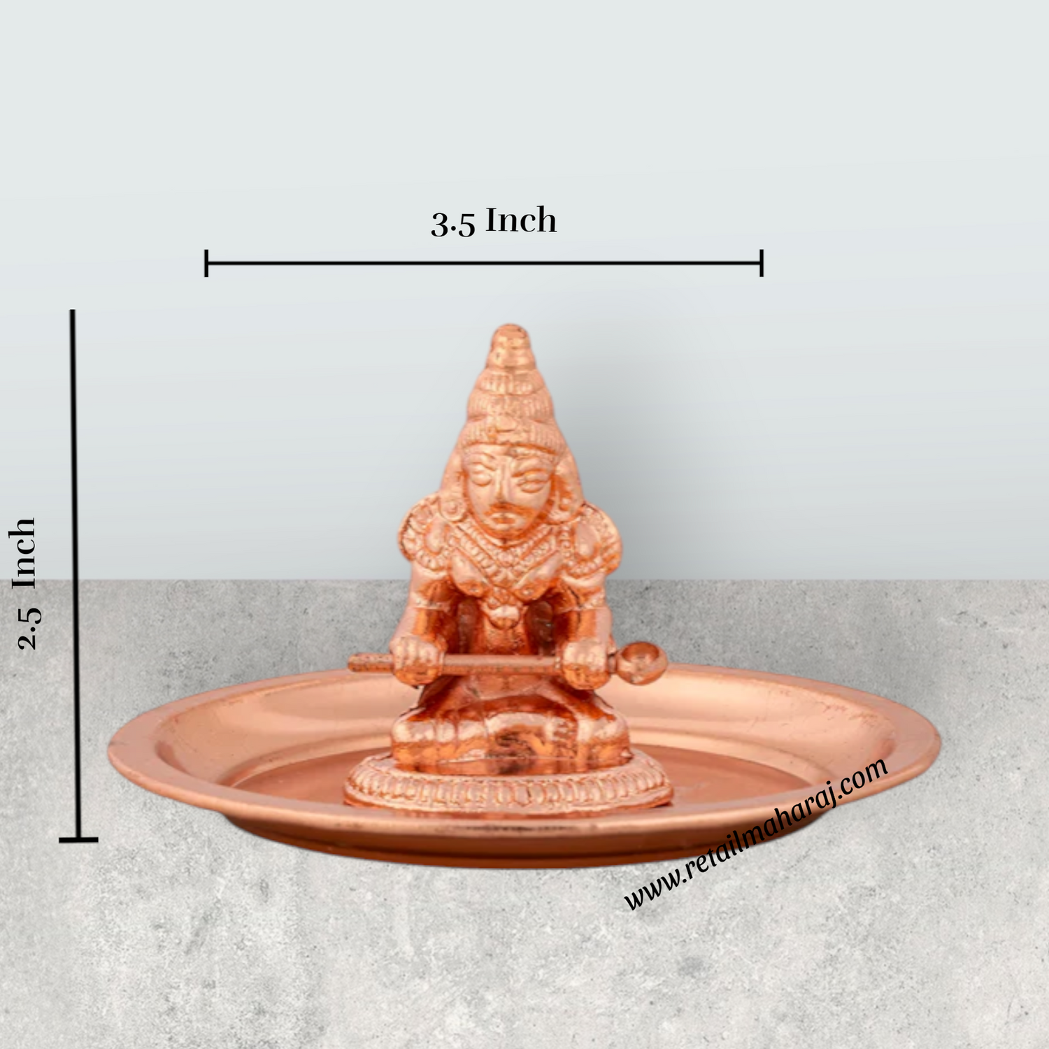 Annapurna Devi Murti With Plate – 2.25 x 3.5 Inches Copper Polish Annapoorani Statue for Pooja - Retail Maharaj