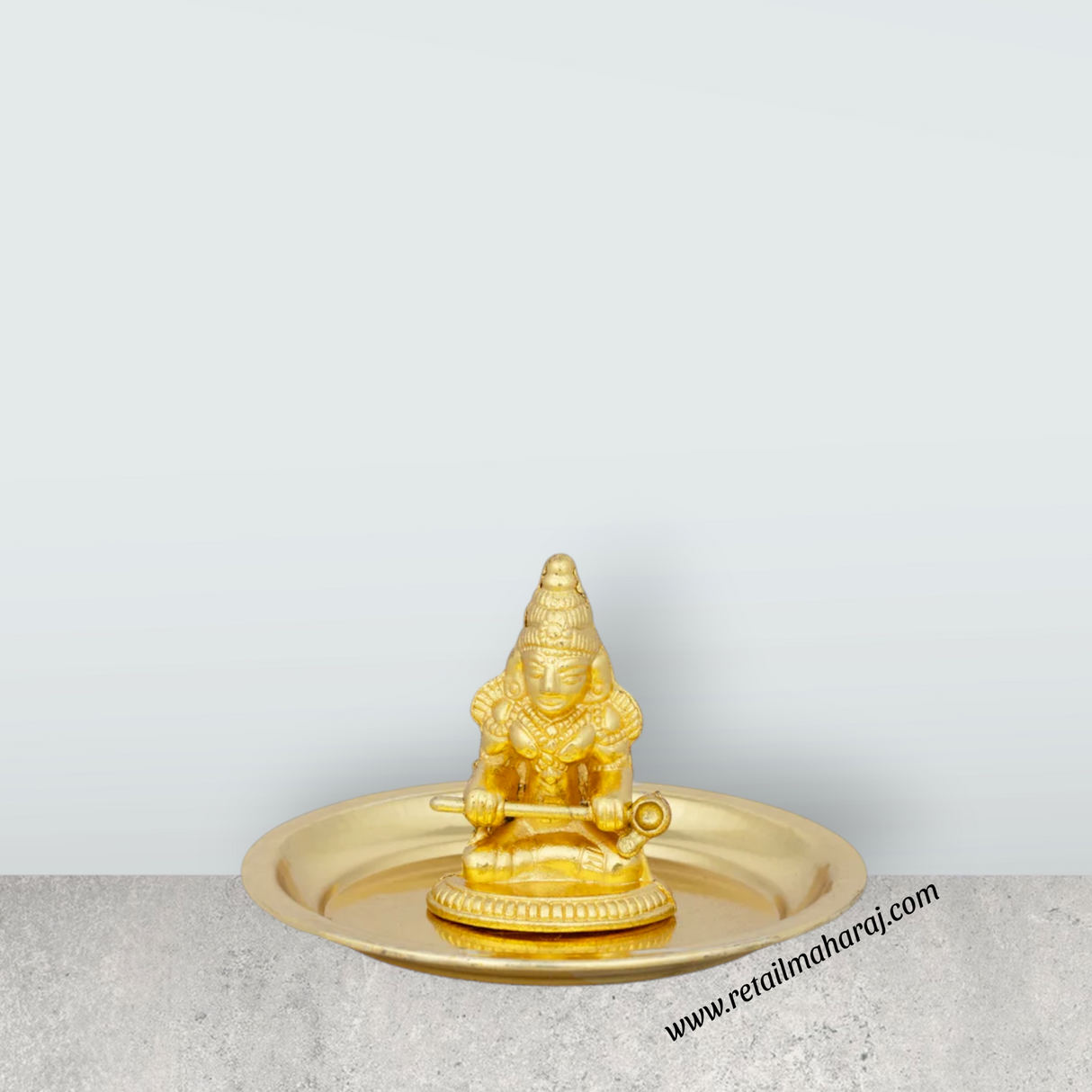 Annapuran Devi Murti With Plate - 2 x 3 Inches | Gold Polish Annapurna Murti/ Annapurna Idol for Pooja/ 60 Gms - Retail Maharaj