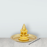 Annapuran Devi Murti With Plate - 2 x 3 Inches | Gold Polish Annapurna Murti/ Annapurna Idol for Pooja/ 60 Gms - Retail Maharaj