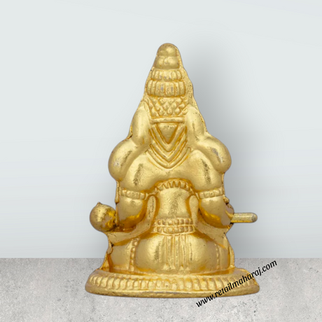 Annapuran Devi Murti With Plate - 2 x 3 Inches | Gold Polish Annapurna Murti/ Annapurna Idol for Pooja/ 60 Gms - Retail Maharaj