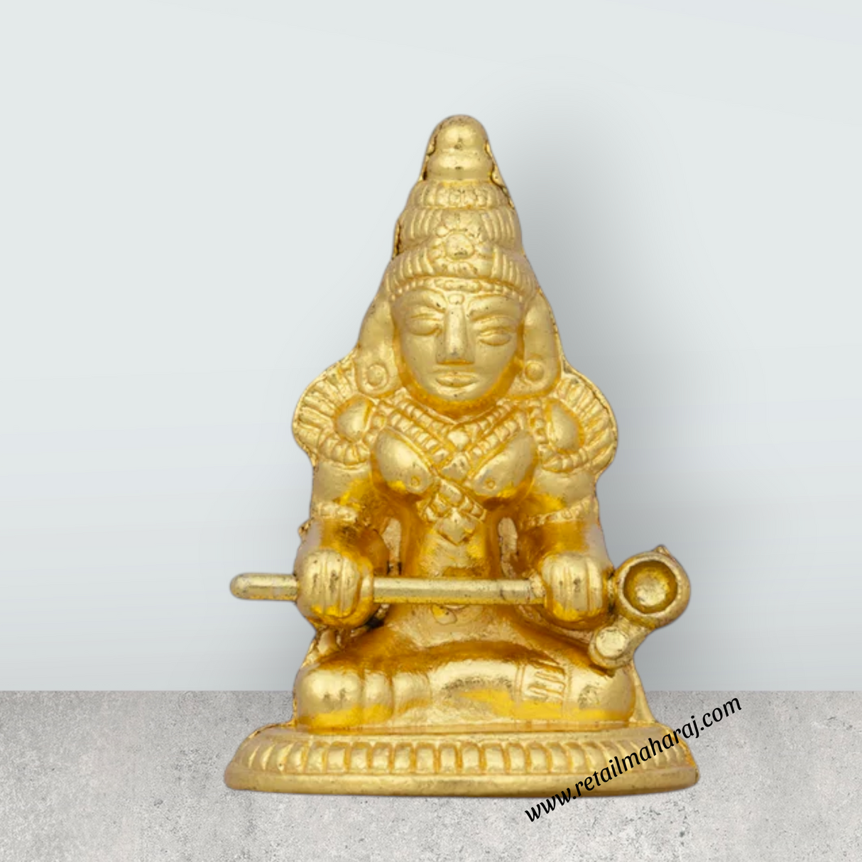 Annapuran Devi Murti With Plate - 2 x 3 Inches | Gold Polish Annapurna Murti/ Annapurna Idol for Pooja/ 60 Gms - Retail Maharaj