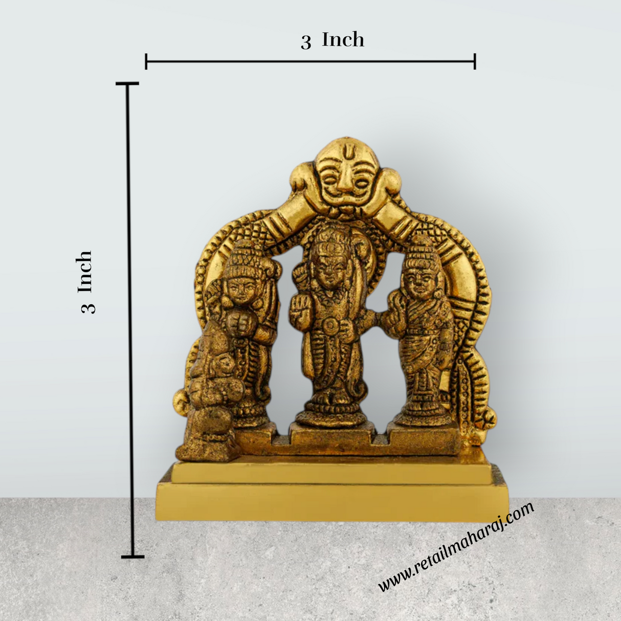 Brass Ramar Pattabhishegam Idol – 3 X 3 Inches | Gold Finish / Brass Ram Darbar Statue / Pooja & Gifting - Retail Maharaj