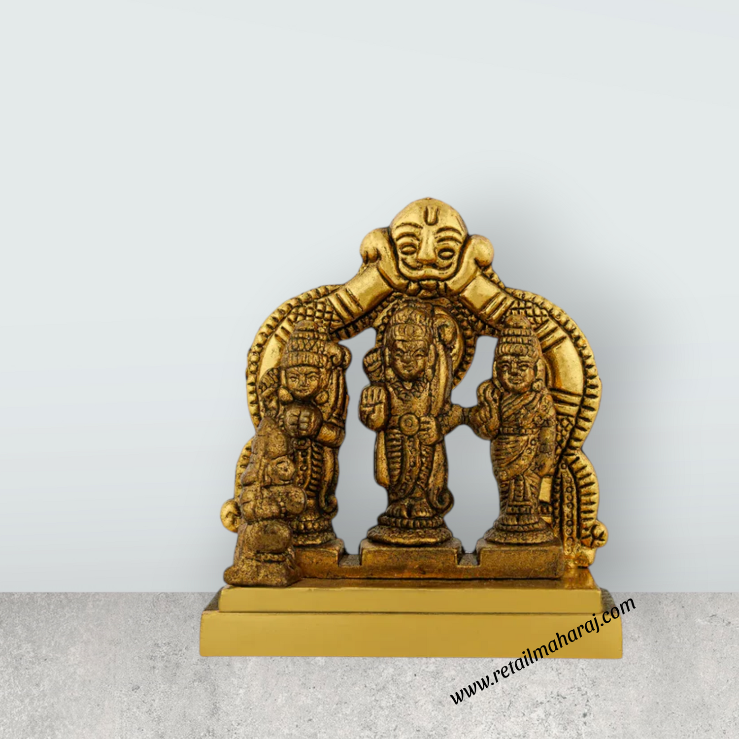 Brass Ramar Pattabhishegam Idol – 3 X 3 Inches | Gold Finish / Brass Ram Darbar Statue / Pooja & Gifting - Retail Maharaj