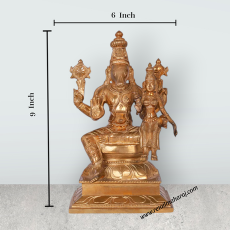 Lakshmi Hayagriva Statue With Arch - 9 x 6 Inches | Panchaloha Statue/ Lakshmi Hayagreevar Idol for Pooja - Retail Maharaj