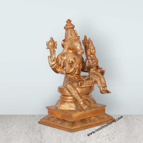 Lakshmi Hayagriva Statue With Arch - 9 x 6 Inches | Panchaloha Statue/ Lakshmi Hayagreevar Idol for Pooja - Retail Maharaj