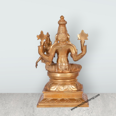 Lakshmi Hayagriva Statue With Arch - 9 x 6 Inches | Panchaloha Statue/ Lakshmi Hayagreevar Idol for Pooja - Retail Maharaj