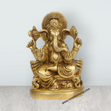 Ganesh Murti - 6 Inches | Antique Brass Statue/ Vinayagar Statue/ Ganesha Idol for Pooja - Retail Maharaj