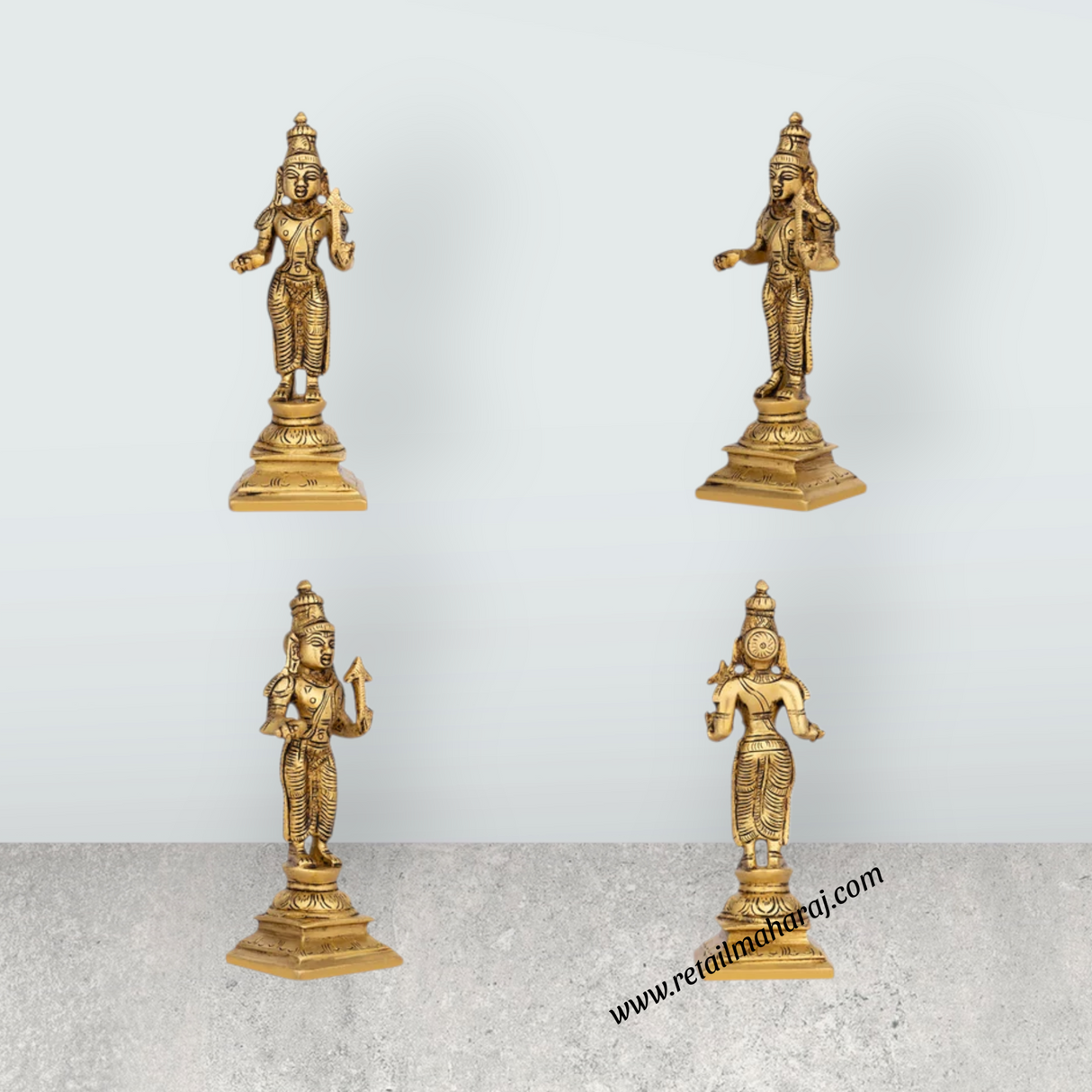 Dasavathaaram Murti Set - 6 x 2 Inches | Antique Brass Idol/ Vishnu Ten Incarnations Avatars Idols for Pooja