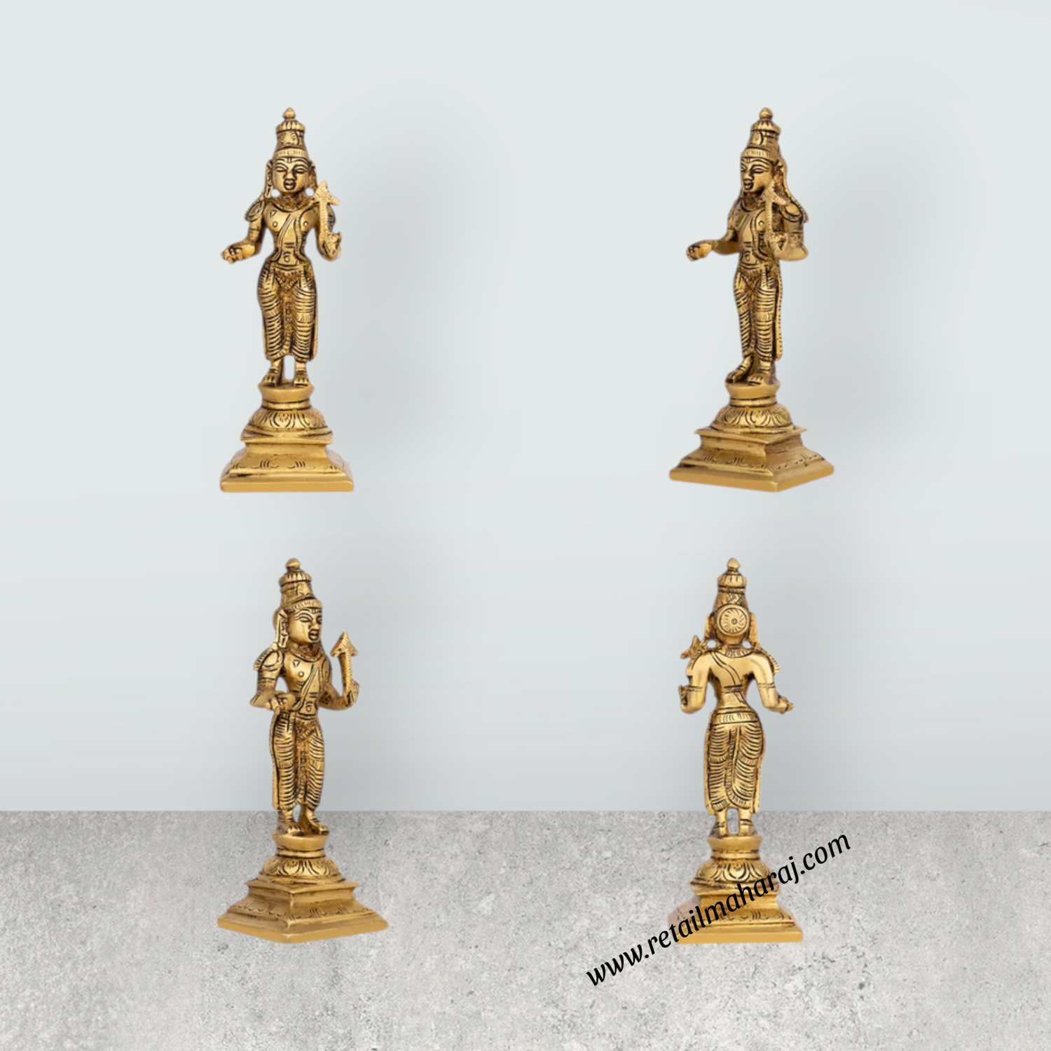 Dasavathaaram Murti Set - 6 x 2 Inches | Antique Brass Idol/ Vishnu Ten Incarnations Avatars Idols for Pooja