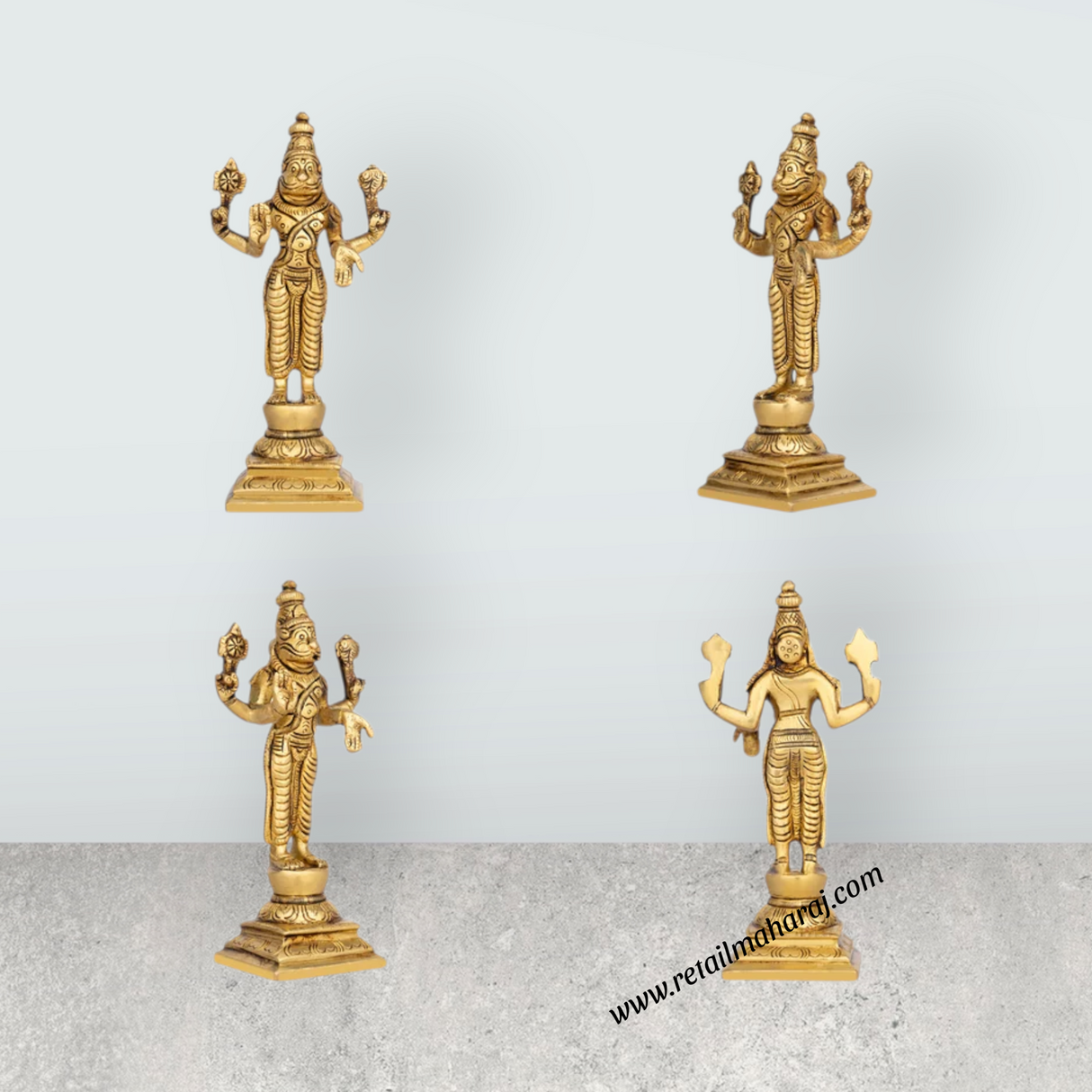 Dasavathaaram Murti Set - 6 x 2 Inches | Antique Brass Idol/ Vishnu Ten Incarnations Avatars Idols for Pooja