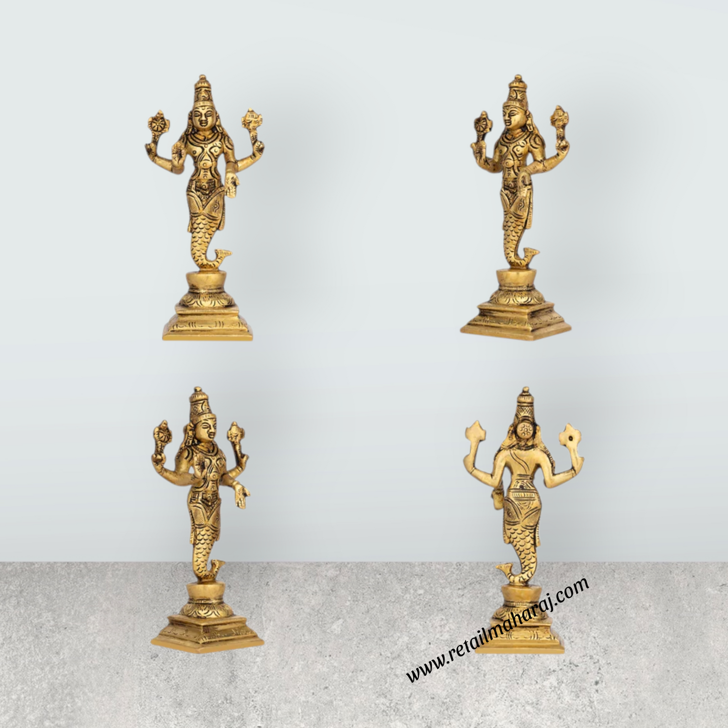 Dasavathaaram Murti Set - 6 x 2 Inches | Antique Brass Idol/ Vishnu Ten Incarnations Avatars Idols for Pooja