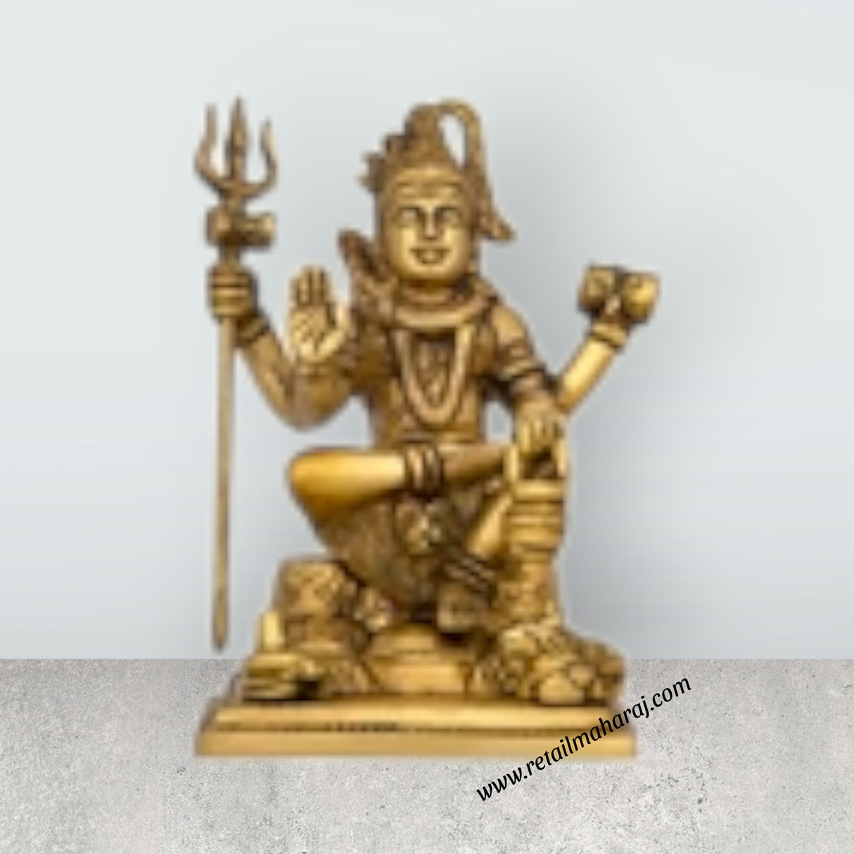 Shiva Statue With Base - 6 x 4.25 Inches | Antique Brass Idol/ Sitting Shiv Statue for Pooja/ 1.450 Kgs Approx - Retail Maharaj