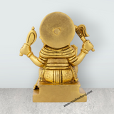 Ganesh Murti Sitting On Chowki - 4.75 x 4 Inches | Antique Brass Idol/ Ganpati Murti/ Vinayaka Statue for Pooja - Retail Maharaj