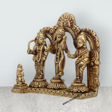 Ram Darbar Murti with Arch - 5 x 5.5 Inches | Antique Brass Idol/ Ram Darbar Idol for Pooja/ 980 Gms Approx - Retail Maharaj