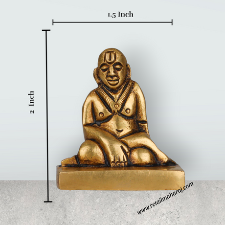 Swami Samarth Murti - 2 Inches | Brass Idol/ Swami Samarth Statue for Pooja/ 95 Gms Approx - Retail Maharaj