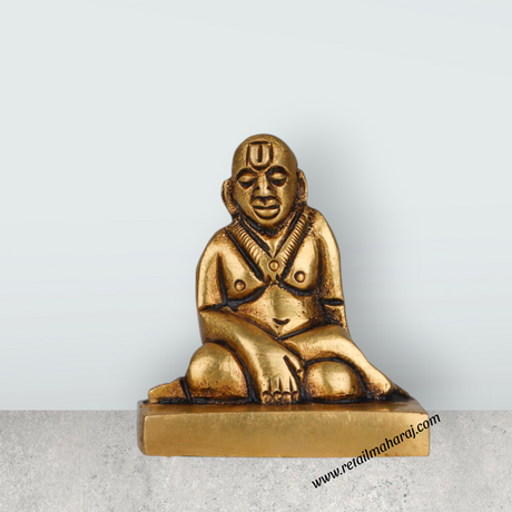 Swami Samarth Murti - 2 Inches | Brass Idol/ Swami Samarth Statue for Pooja/ 95 Gms Approx - Retail Maharaj