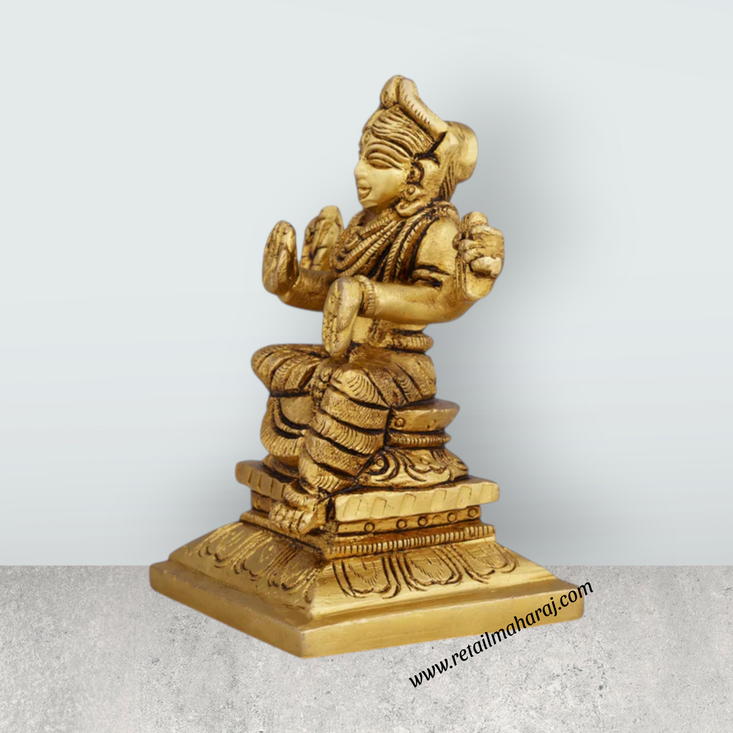 Bala Tripura Sundari Idol - 3.5 x 2.5 Inches | Antique Brass Idol/ Balambigai Statue for Pooja/ 400 Gms Approx - Retail Maharaj