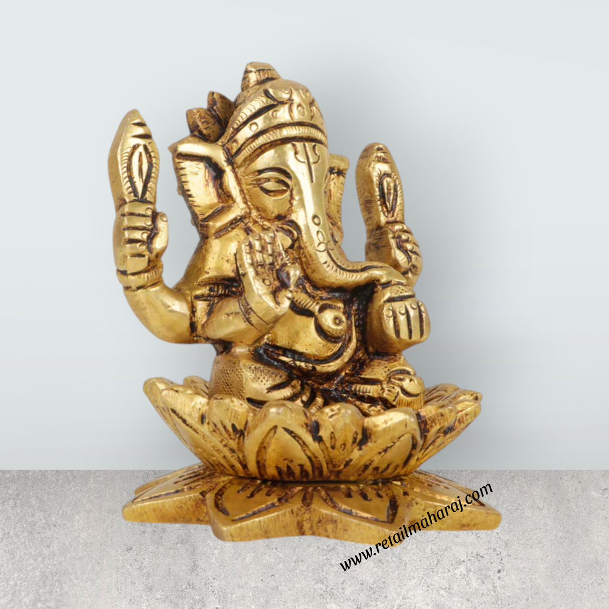 Ganesh Murti - 3.5 Inches | Antique Brass Statue/ Vinayagar Statue/ Ganesha Idol for Pooja - Retail Maharaj