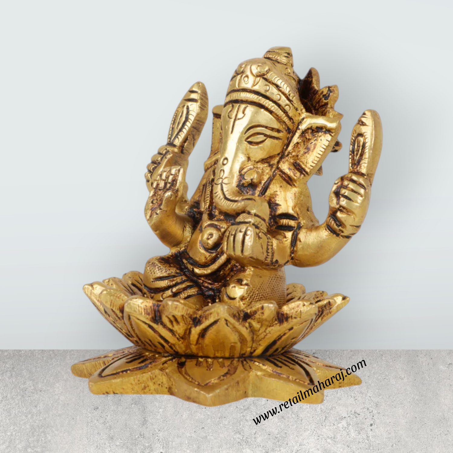 Ganesh Murti - 3.5 Inches | Antique Brass Statue/ Vinayagar Statue/ Ganesha Idol for Pooja - Retail Maharaj