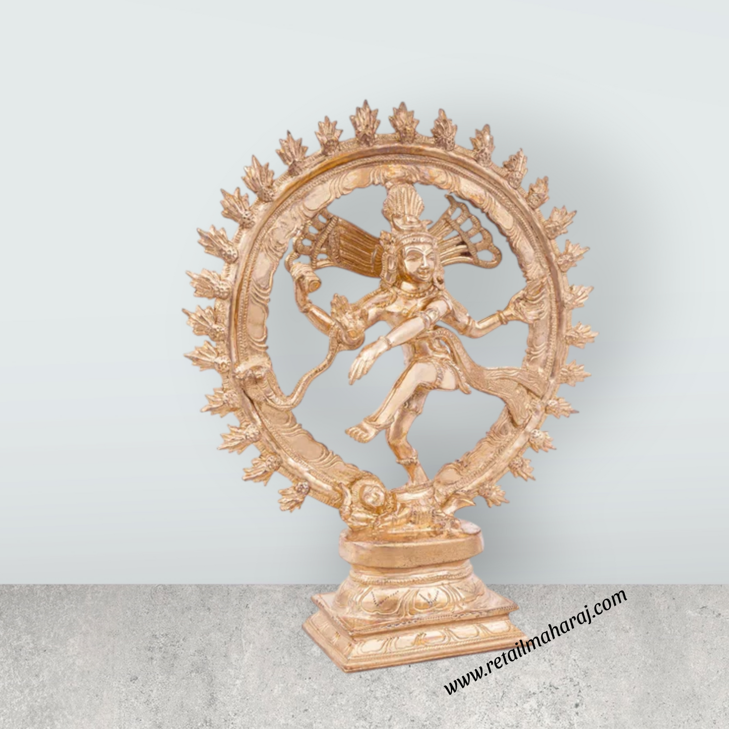 Natraj Murti With Base - 10 x 8.5 Inches | Nataraja Vigraham/ Panchaloha Statue for Pooja - Retail Maharaj