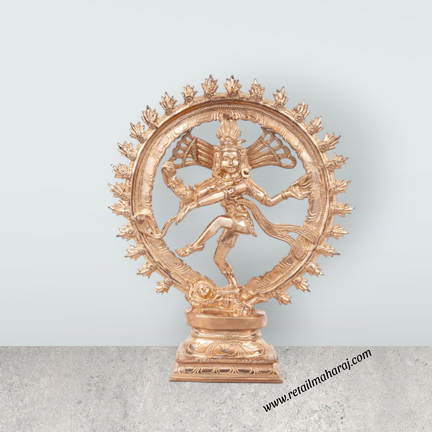 Natraj Murti With Base - 10 x 8.5 Inches | Nataraja Vigraham/ Panchaloha Statue for Pooja - Retail Maharaj