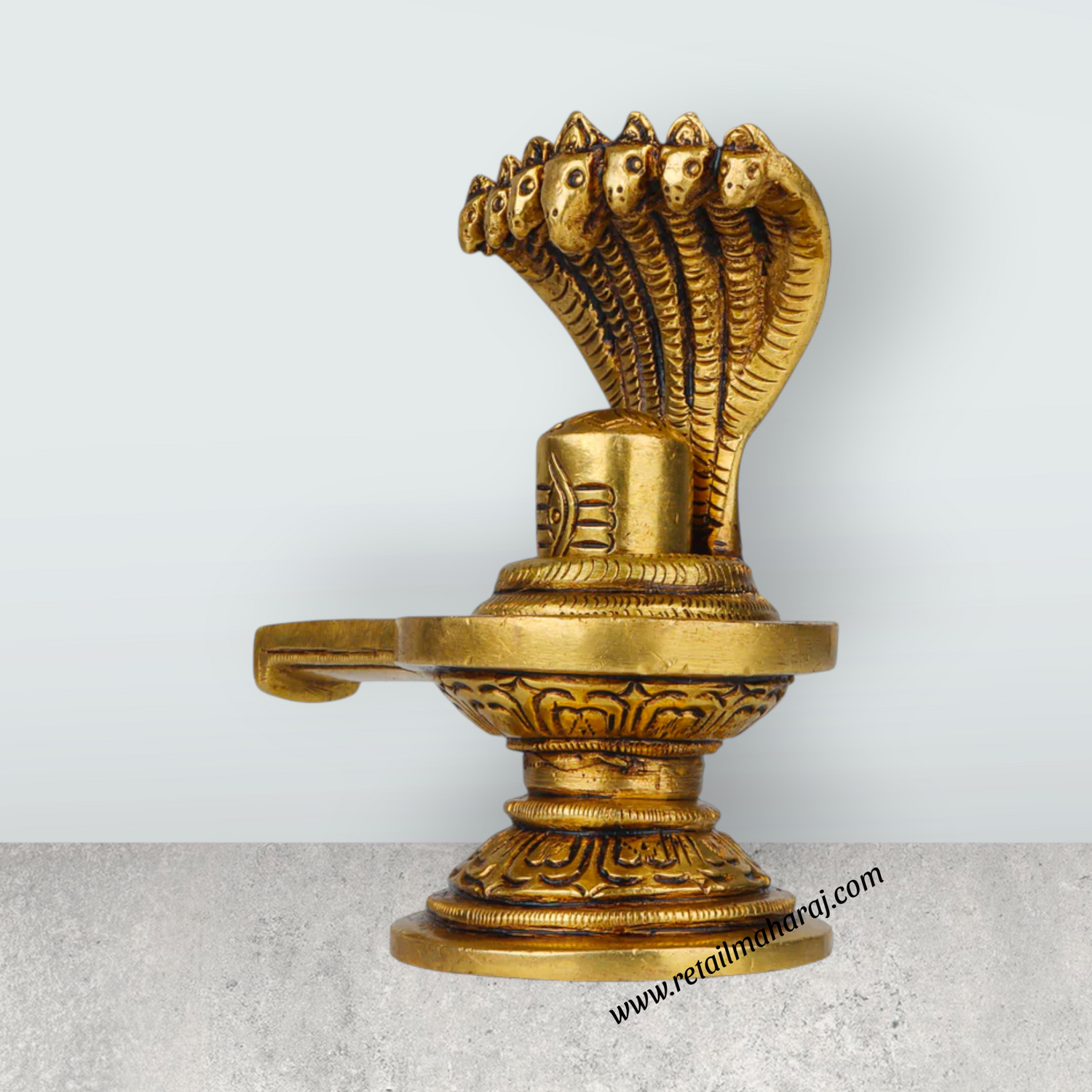 Shivling with Nagam - 4 Inches | Shiva Lingam/ Antique Brass Statue/ Sivalingam for Pooja - Retail Maharaj